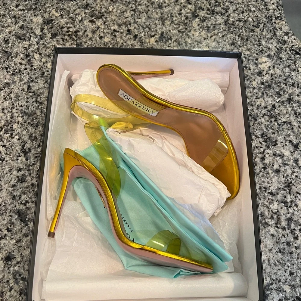 Aquazzura Gold and Yellow Heels - Picture 11 of 12